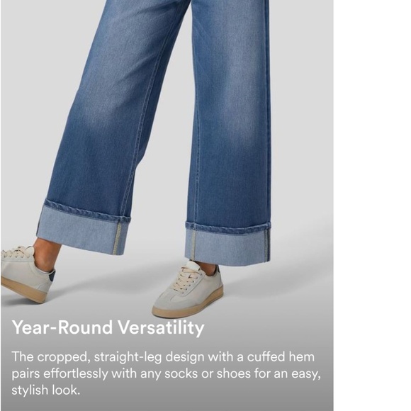 Halara Flex™ High Waisted Pockets Rolled Hem Wide Leg Washed Casual Jeans - Picture 2 of 11